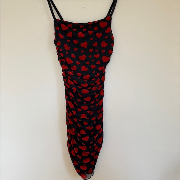 Dolls Kill Sugar Thrillz Burnout Velvet Heart Dark Romantic Ruched Mini Dress XS - Picture 1 of 5
